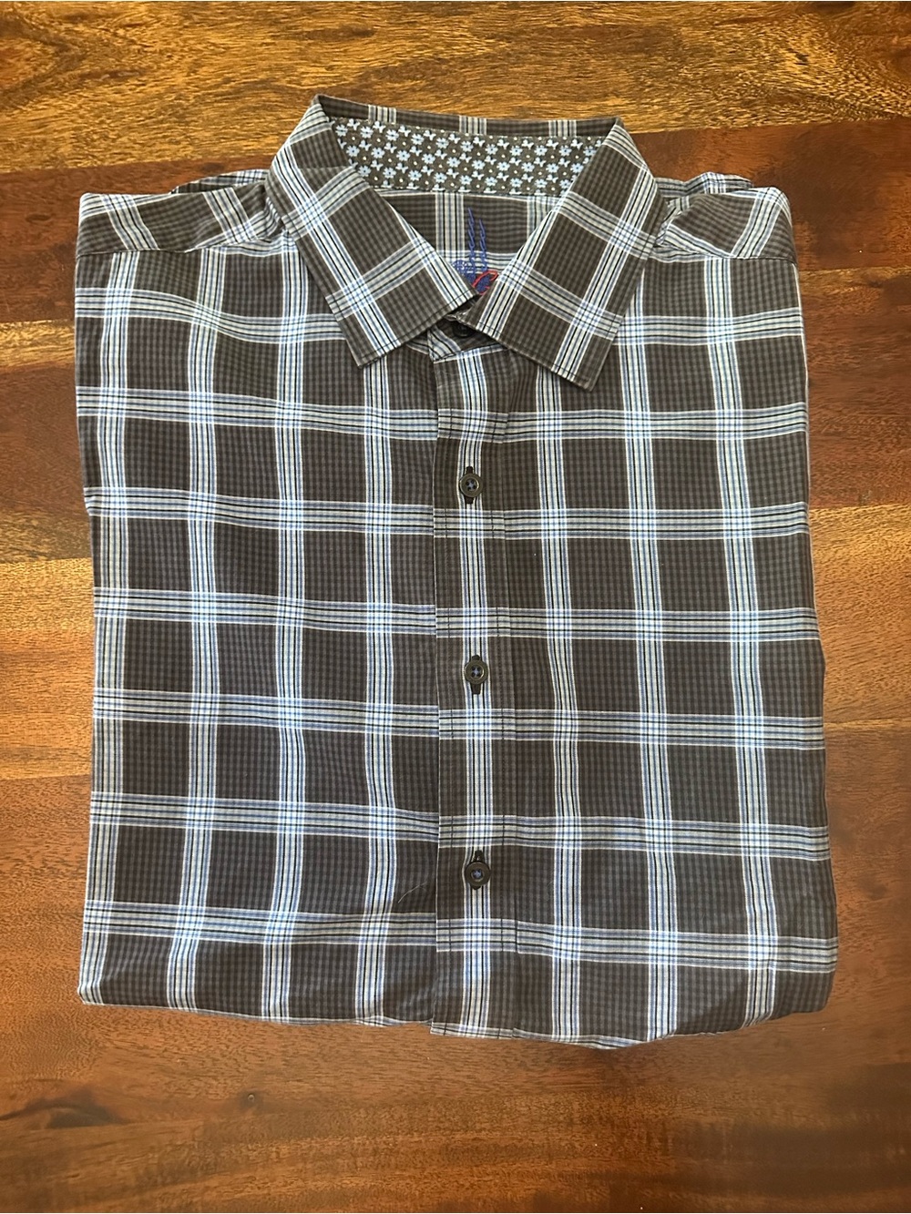 Robert Graham Men's Black, Blue & Gray Plaid Button-Up Shirt